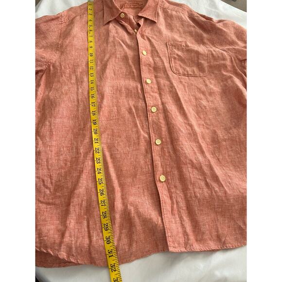 Tommy Bahama Linen Collared Button Front Shirt Mens Size XL Orange Beach Summer - Picture 7 of 8